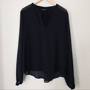 Forever 21 Sheer Polka Dot Tie Neck Top